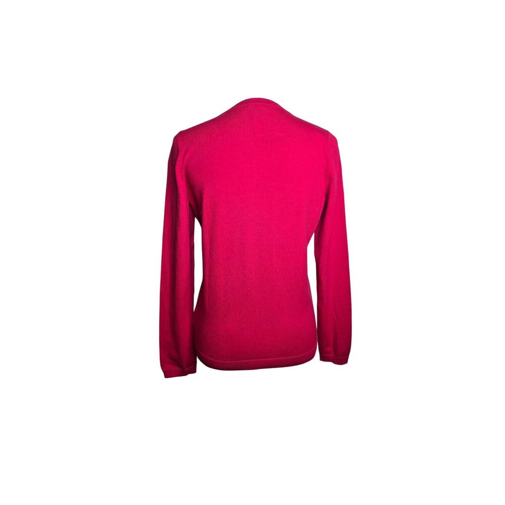 Talbots Raspberry Red Pima Cotton Blend Button Front Cardigan Sweater Small - Picture 6 of 13
